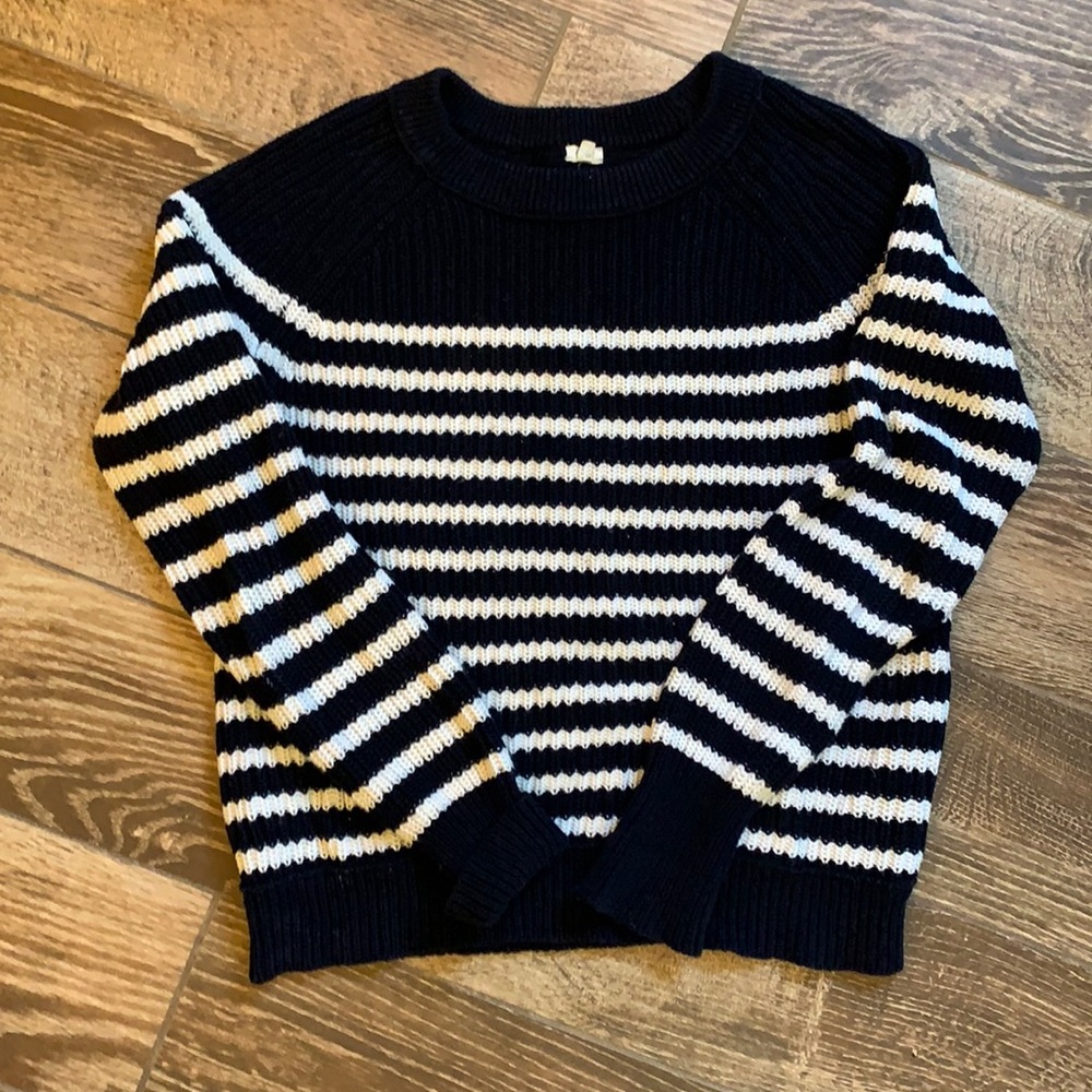J.Crew Navy and White Striped Sweater